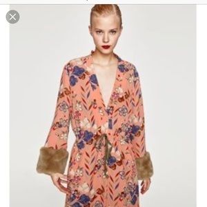 Pink, Zara, Faux Fur lined, Kimono